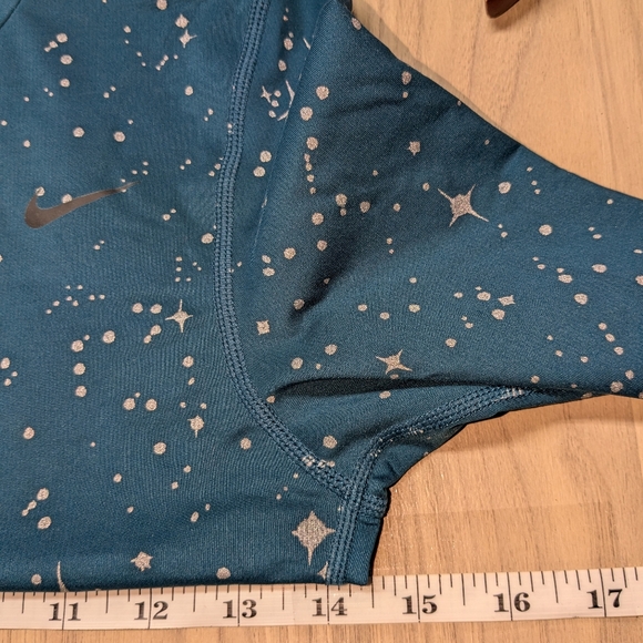 Nike Pro Womens XS BV5566-347 Starry Night Rare Cropped Top Shirt Turquoise A021 - Picture 8 of 11